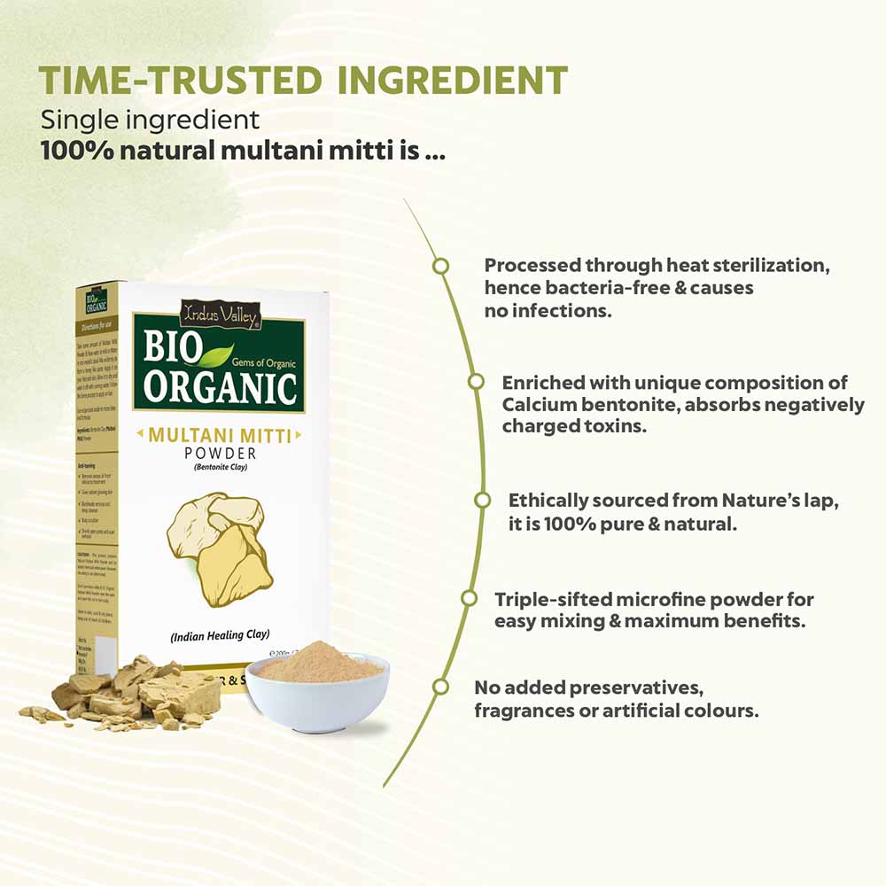 Bio Organic Multani Mitti Powder - Pack of 4 (800gm)
